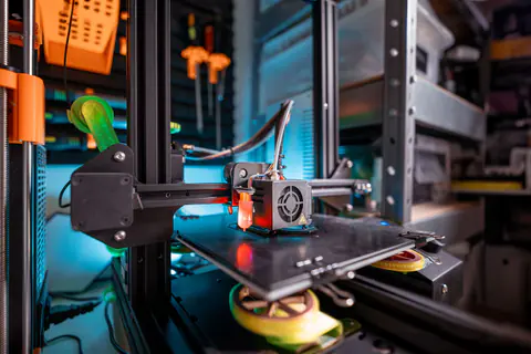 3D printer working in a maker's workshop
